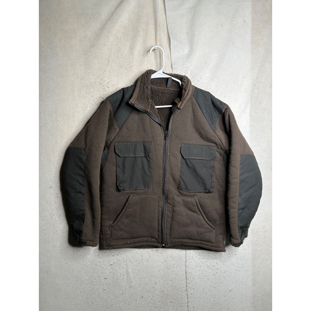 US Military Cold Weather Shirt Synthetic Fiber Pile Brown Jacket Large UNICOR